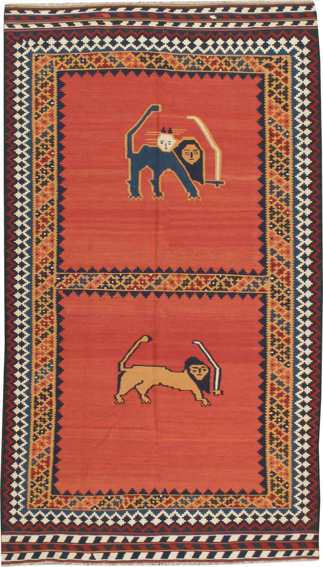 Vintage Persian Pictorial Kilim, No.13396 - Gsblank