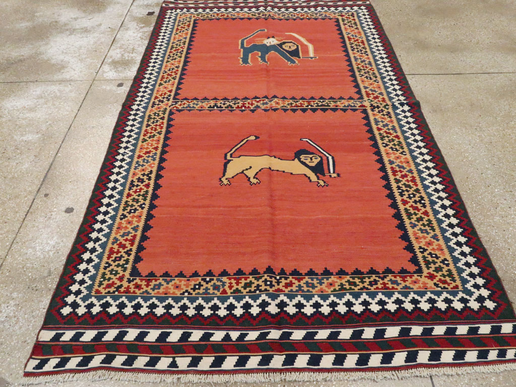 Vintage Persian Pictorial Kilim, No.13396 - Gsblank