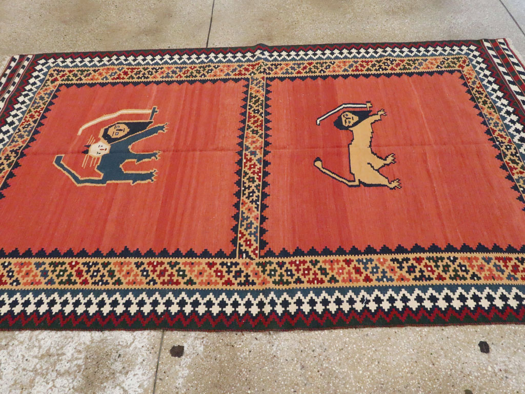 Vintage Persian Pictorial Kilim, No.13396 - Gsblank