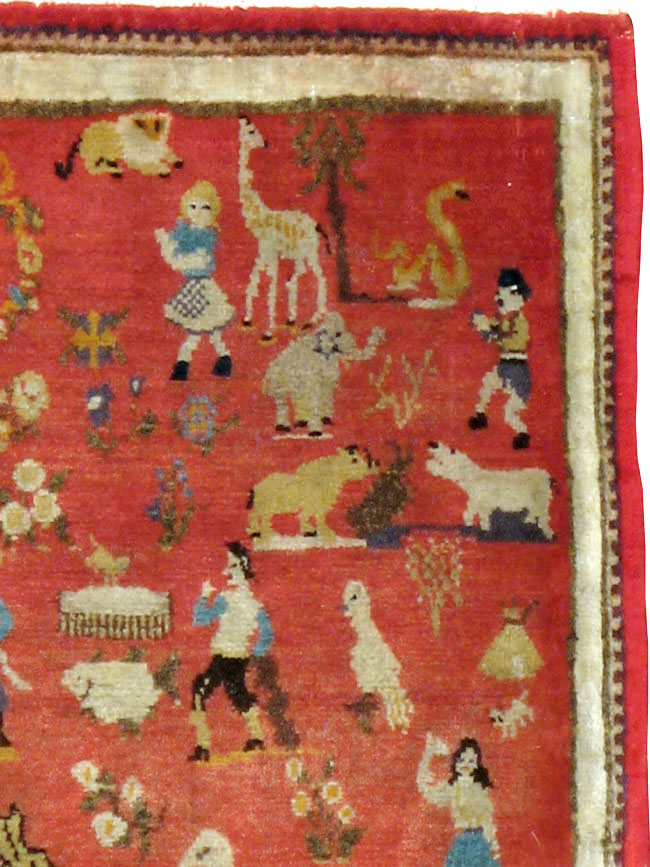 Vintage Persian Tabriz Pictorial Rug, No.13413 - Gsblank