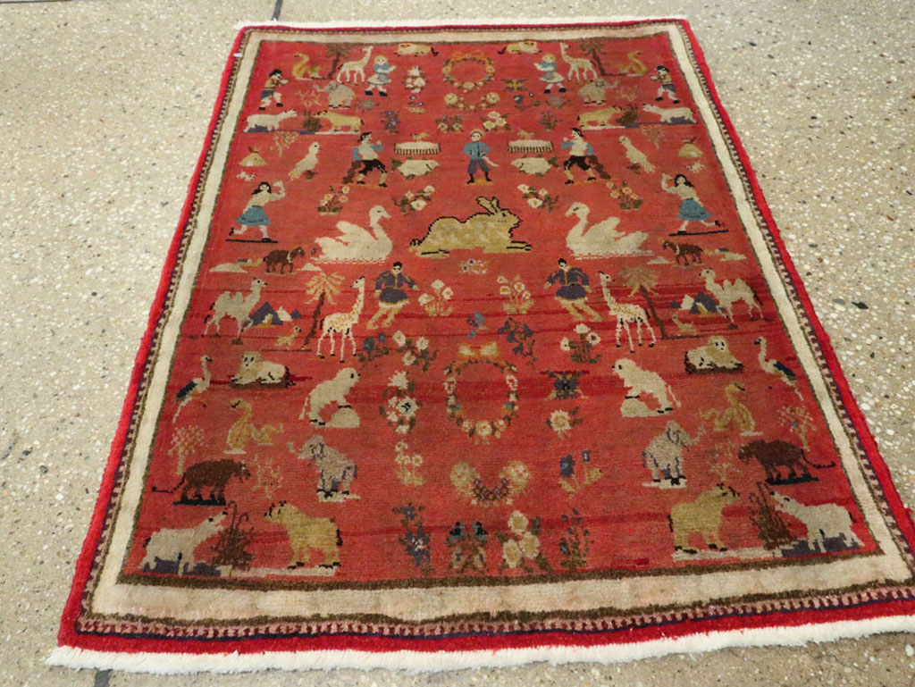 Vintage Persian Tabriz Pictorial Rug, No.13413 - Gsblank