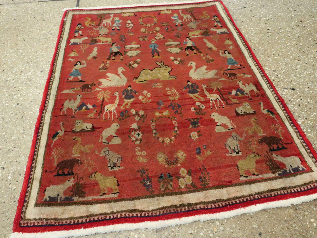 Vintage Persian Tabriz Pictorial Rug, No.13413 - Gsblank