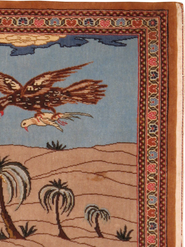 Vintage Persian Tabriz Pictorial Rug, No.13414 - Gsblank