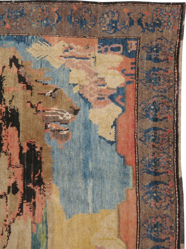 Vintage Persian Gabbeh Pictorial Rug, No.13419 - Gsblank