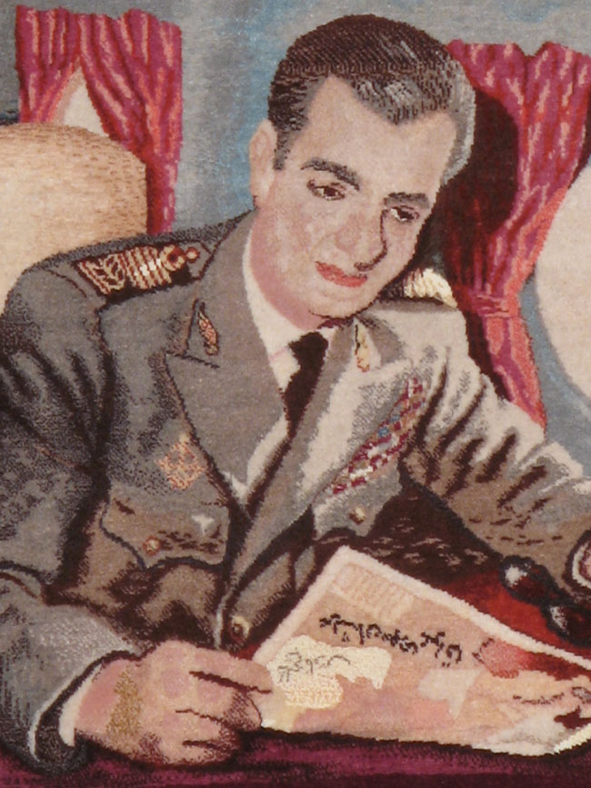 Vintage Persian Mashad Pictorial Rug, No.13425 - Gsblank