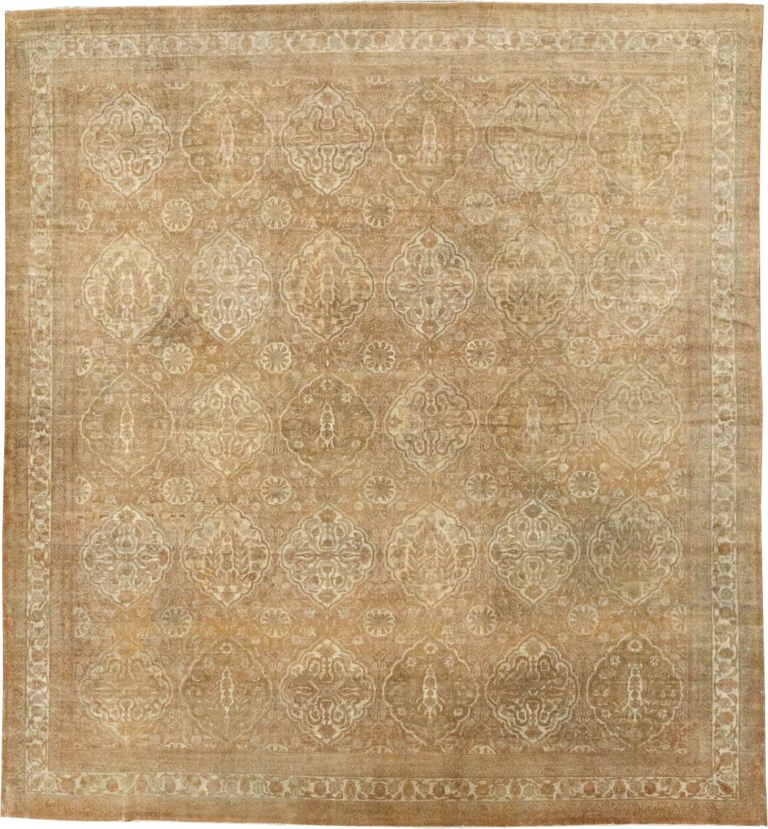 Antique Indian Agra Square Room Size Carpet, No.13455 - Gsblank