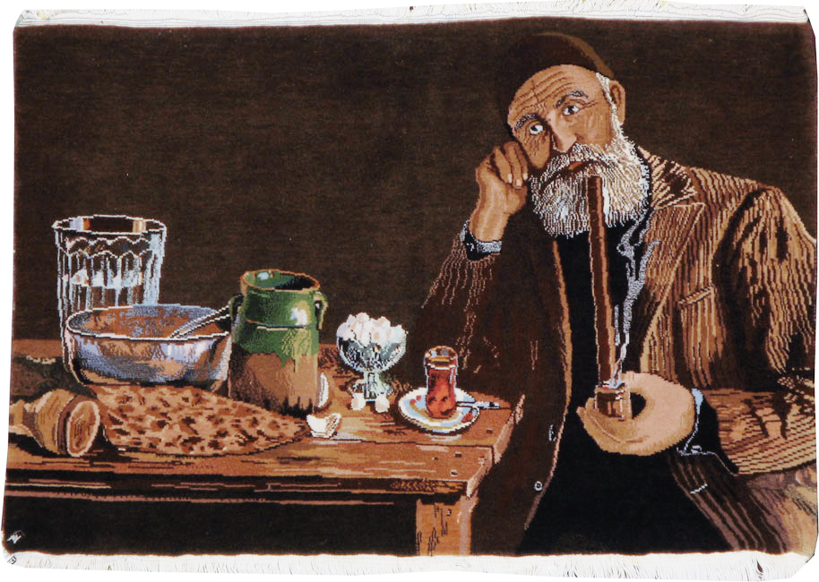 Vintage Persian Tabriz Pictorial Rug, No.13515 - Gsblank