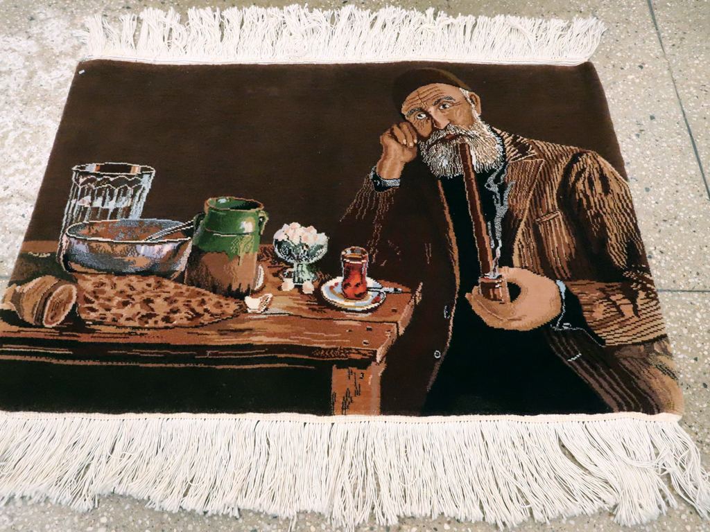 Vintage Persian Tabriz Pictorial Rug, No.13515 - Gsblank