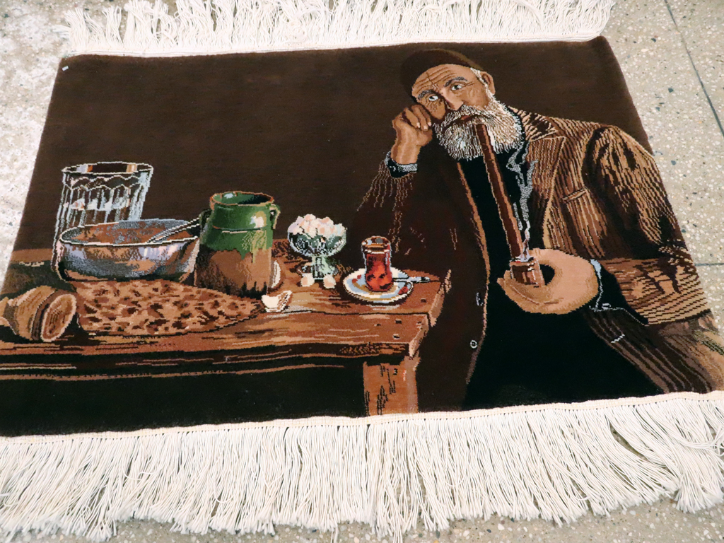 Vintage Persian Tabriz Pictorial Rug, No.13515 - Gsblank