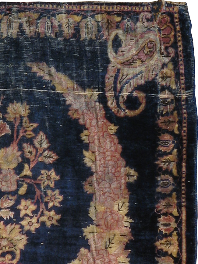 Antique Persian Kashan Silk Rug, No.13518 - Gsblank