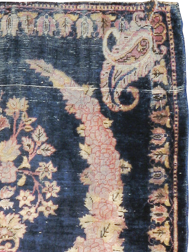 Antique Persian Kashan Silk Rug, No.13518 - Gsblank