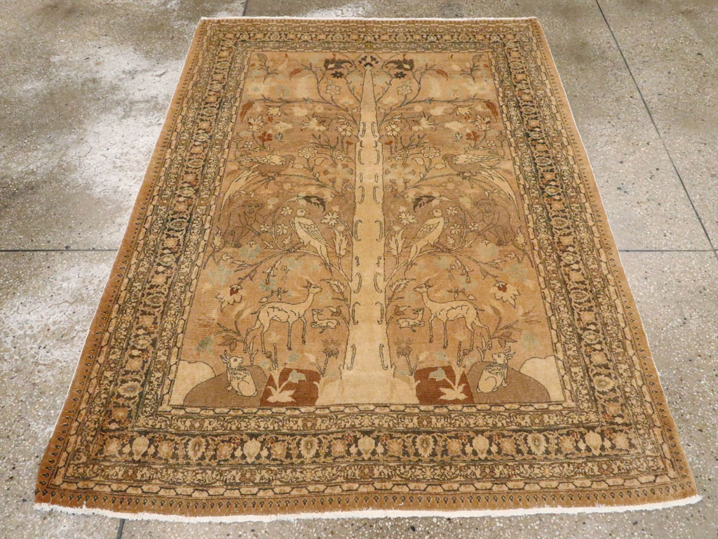 Antique Persian Tabriz Pictorial Carpet, No.13541 - Gsblank
