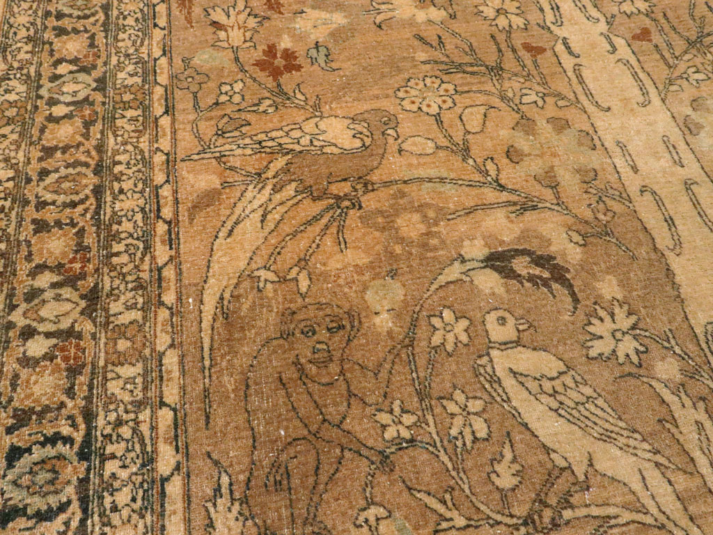 Antique Persian Tabriz Pictorial Carpet, No.13541 - Gsblank