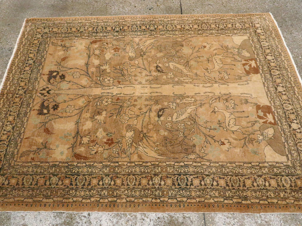 Antique Persian Tabriz Pictorial Carpet, No.13541 - Gsblank