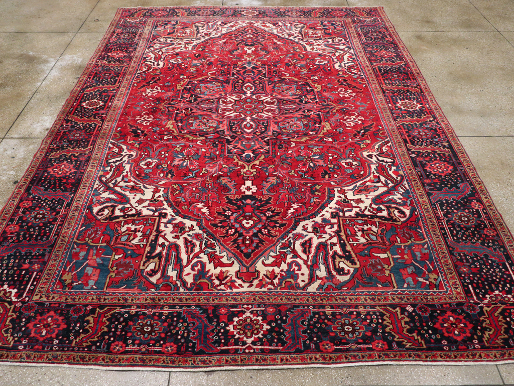 Vintage Persian Heriz Room Size Carpet, No.13870 - Gsblank