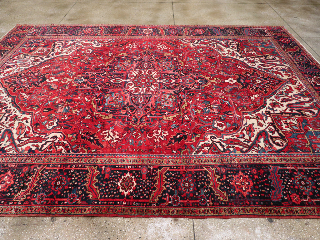 Vintage Persian Heriz Room Size Carpet, No.13870 - Gsblank