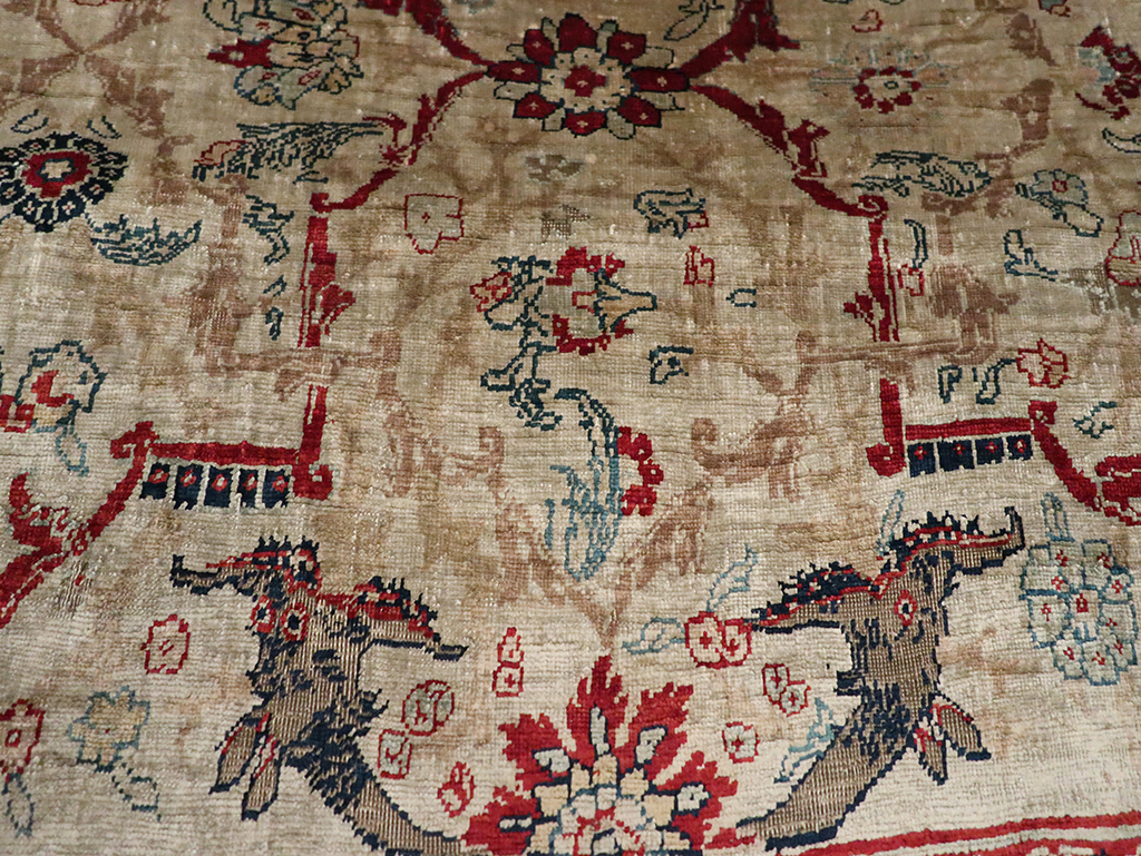 Antique Persian Silk Tabriz Accent Rug, No.13880 - Gsblank