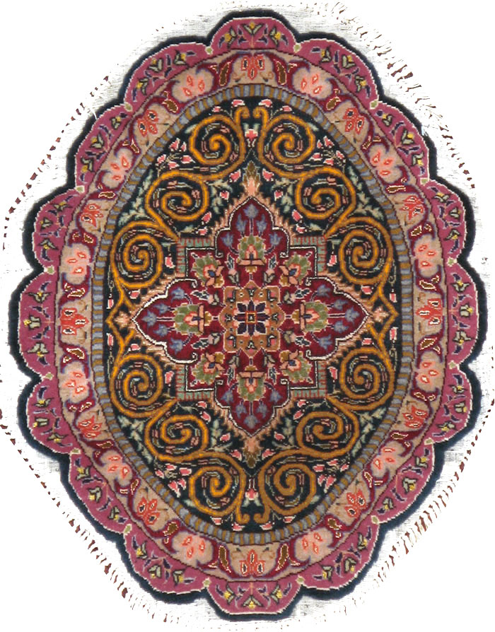 Vintage Persian Tabriz Oval Carpet (Pair: 1 of 2), No.14005 - Gsblank