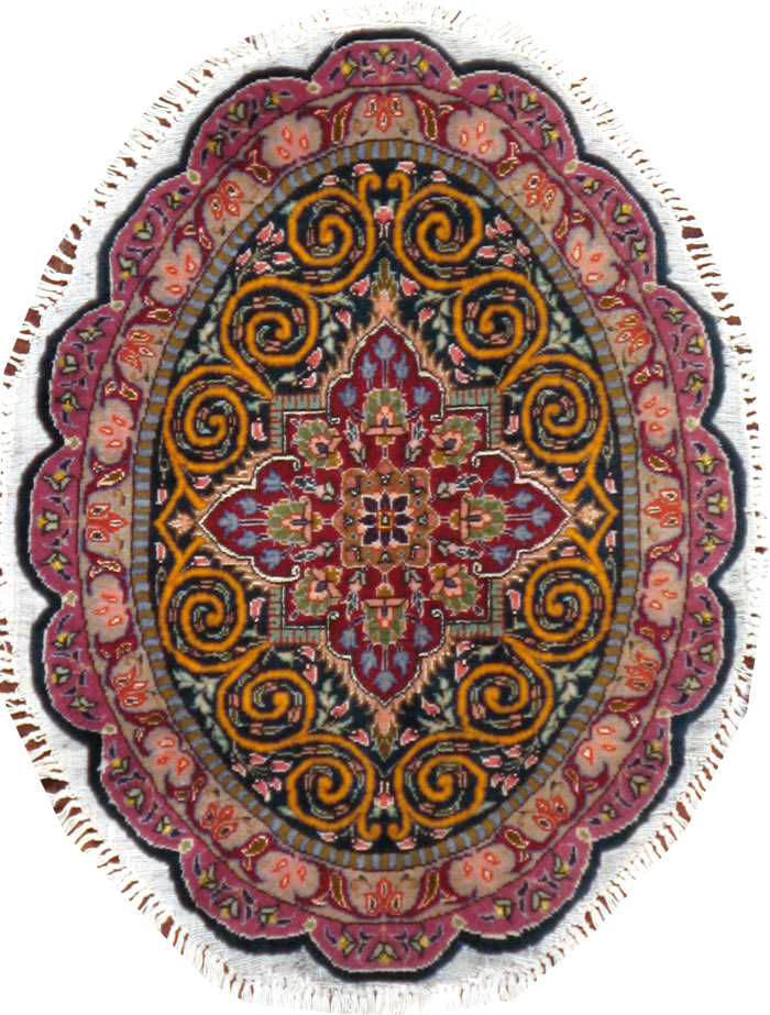 Vintage Persian Tabriz Oval Carpet (Pair: 2 of 2), No.14006 - Gsblank