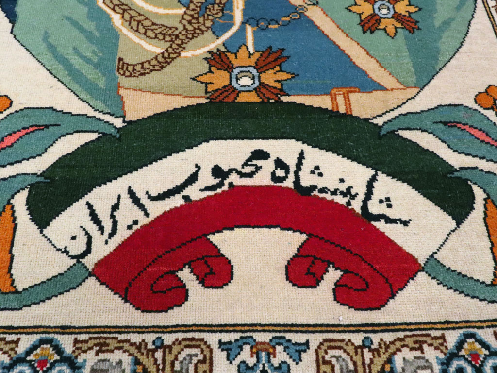 Vintage Persian Kashan Pictorial Rug, No.14170 - Gsblank