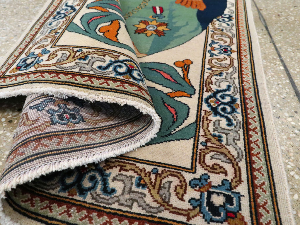 Vintage Persian Kashan Pictorial Rug, No.14170 - Gsblank