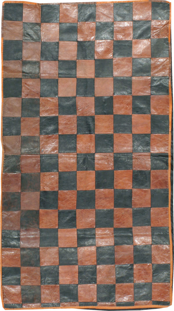 Vintage Italian Leather Art Deco Rug, No.14184 - Gsblank