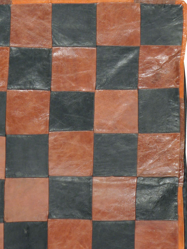 Vintage Italian Leather Art Deco Rug, No.14184 - Gsblank