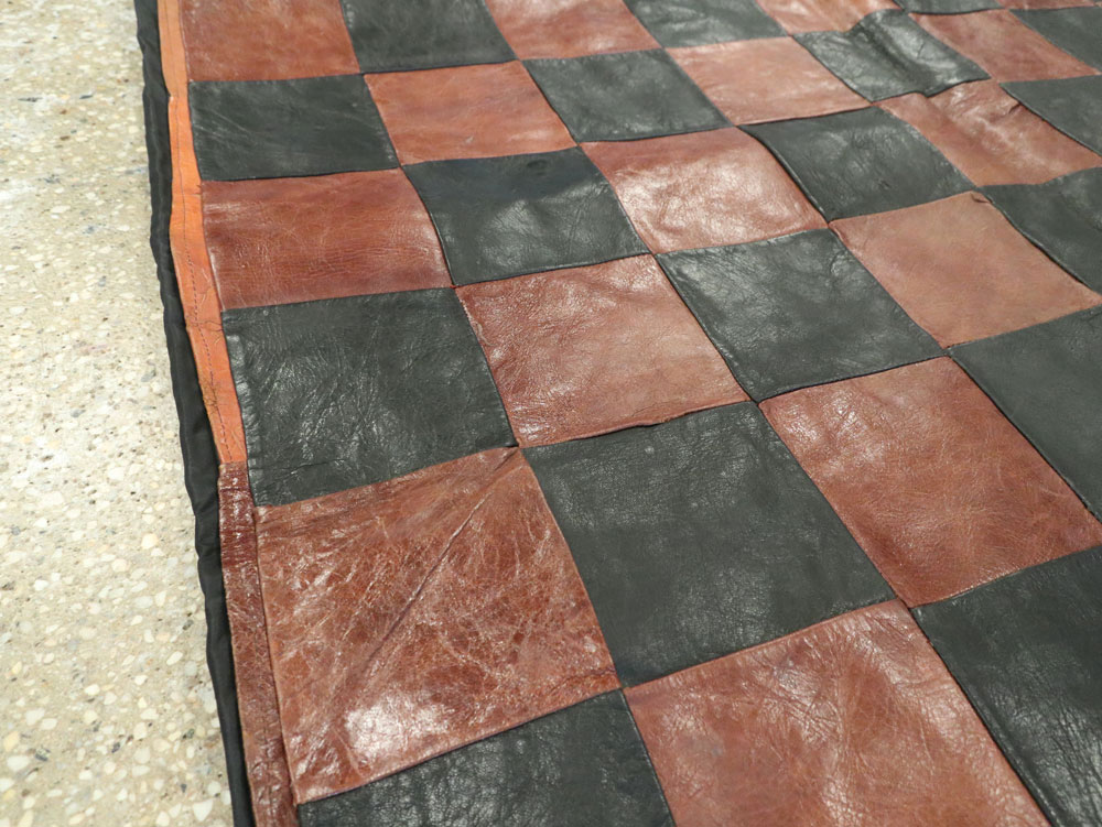 Vintage Italian Leather Art Deco Rug, No.14184 - Gsblank