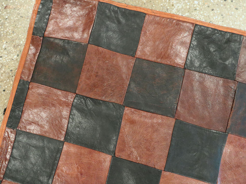 Vintage Italian Leather Art Deco Rug, No.14184 - Gsblank