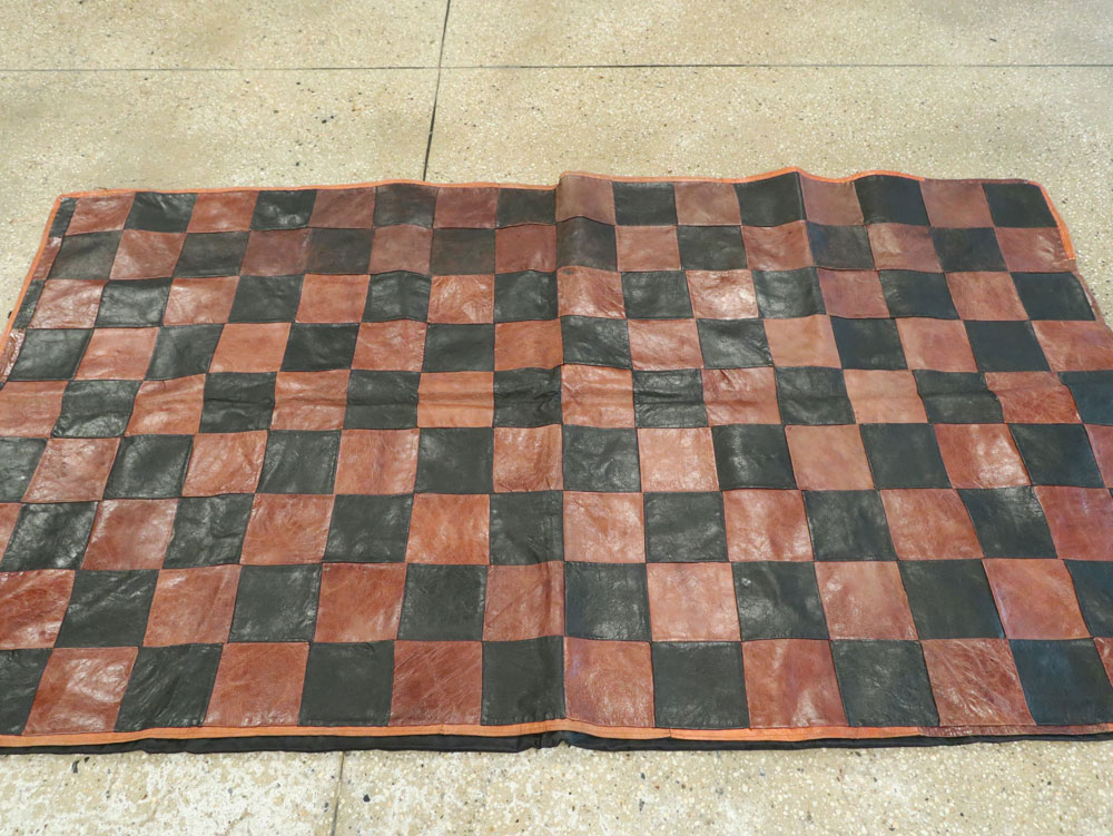 Vintage Italian Leather Art Deco Rug, No.14184 - Gsblank
