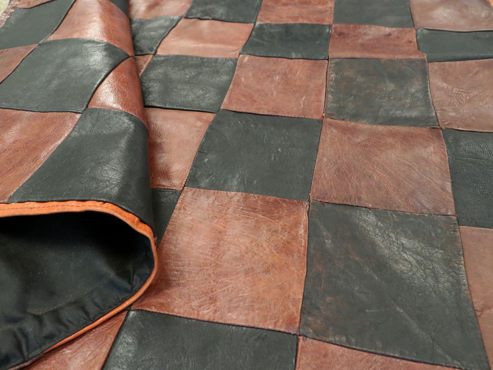 Vintage Italian Leather Art Deco Rug, No.14184 - Gsblank