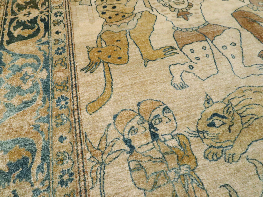 Antique Persian Tabriz Pictorial Rug, No.14202 - Gsblank