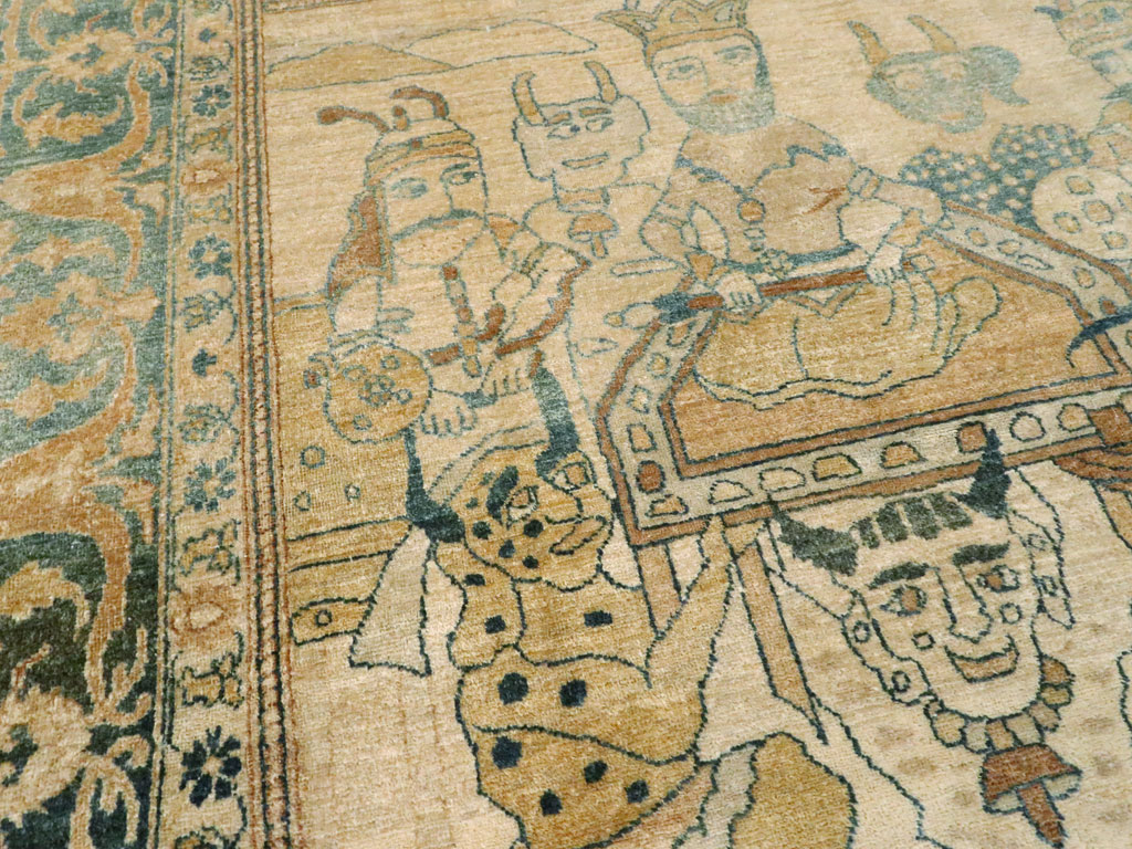 Antique Persian Tabriz Pictorial Rug, No.14202 - Gsblank