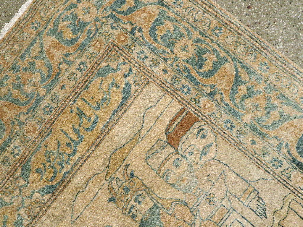 Antique Persian Tabriz Pictorial Rug, No.14202 - Gsblank