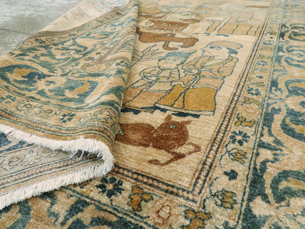 Antique Persian Tabriz Pictorial Rug, No.14202 - Gsblank