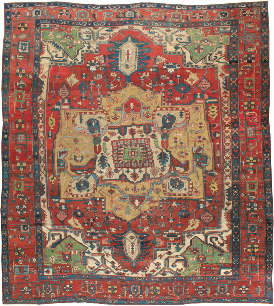 Antique Persian Heriz Carpet, No.14272 - Gsblank