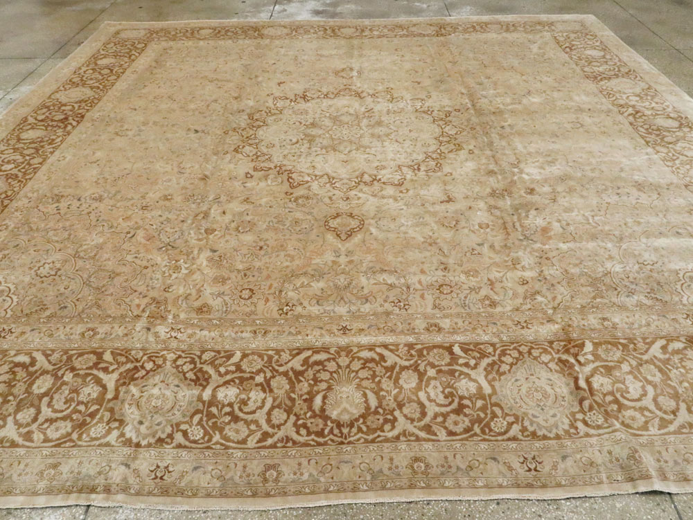 Vintage Persian Tabriz Square Carpet, No.14307 - Gsblank