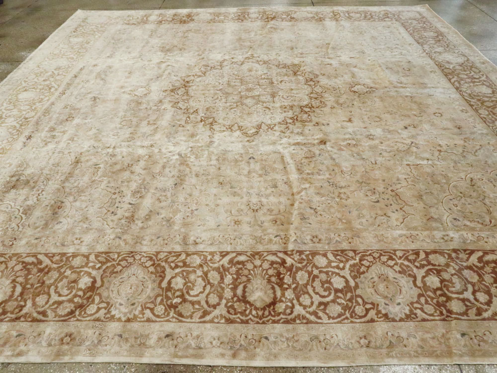 Vintage Persian Tabriz Square Carpet, No.14307 - Gsblank
