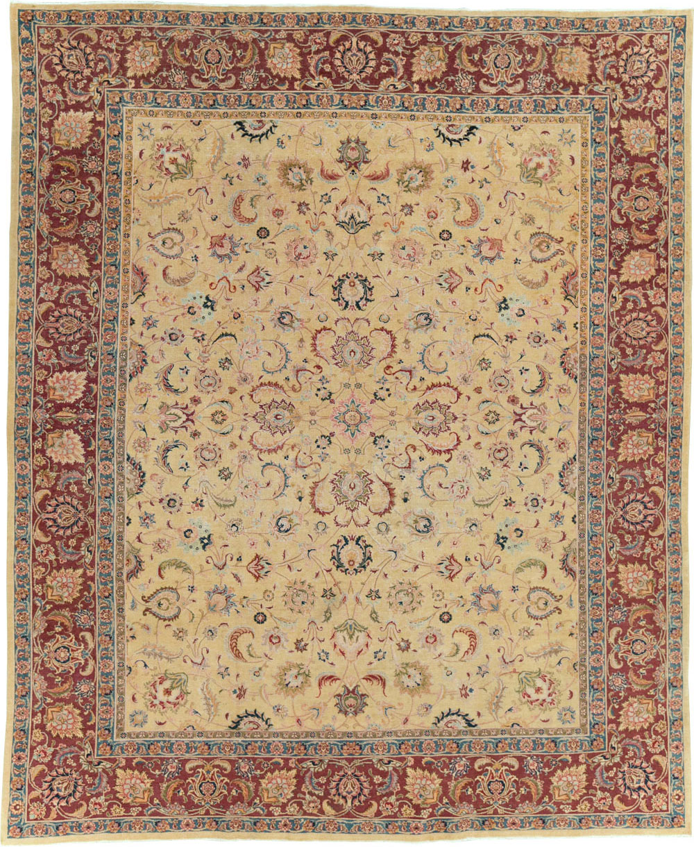 Vintage Persian Tabriz Room Size Carpet, No.14436 - Gsblank
