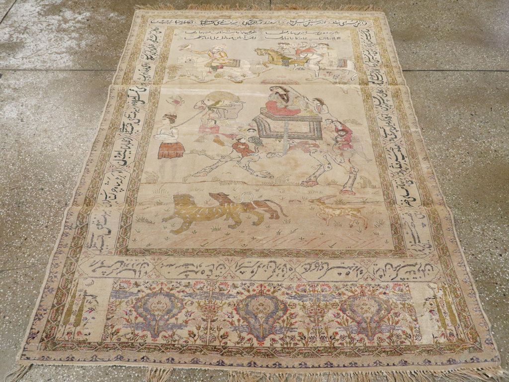 Vintage Turkish Kayseri Pictorial Rug, No.14464 - Gsblank