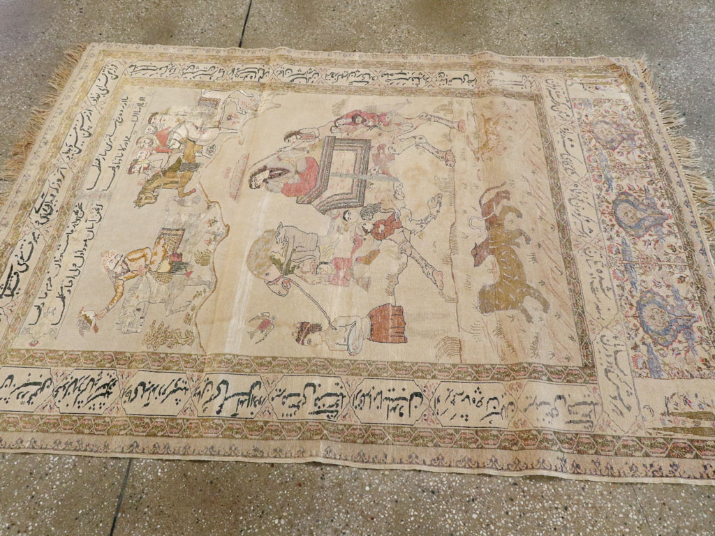 Vintage Turkish Kayseri Pictorial Rug, No.14464 - Gsblank