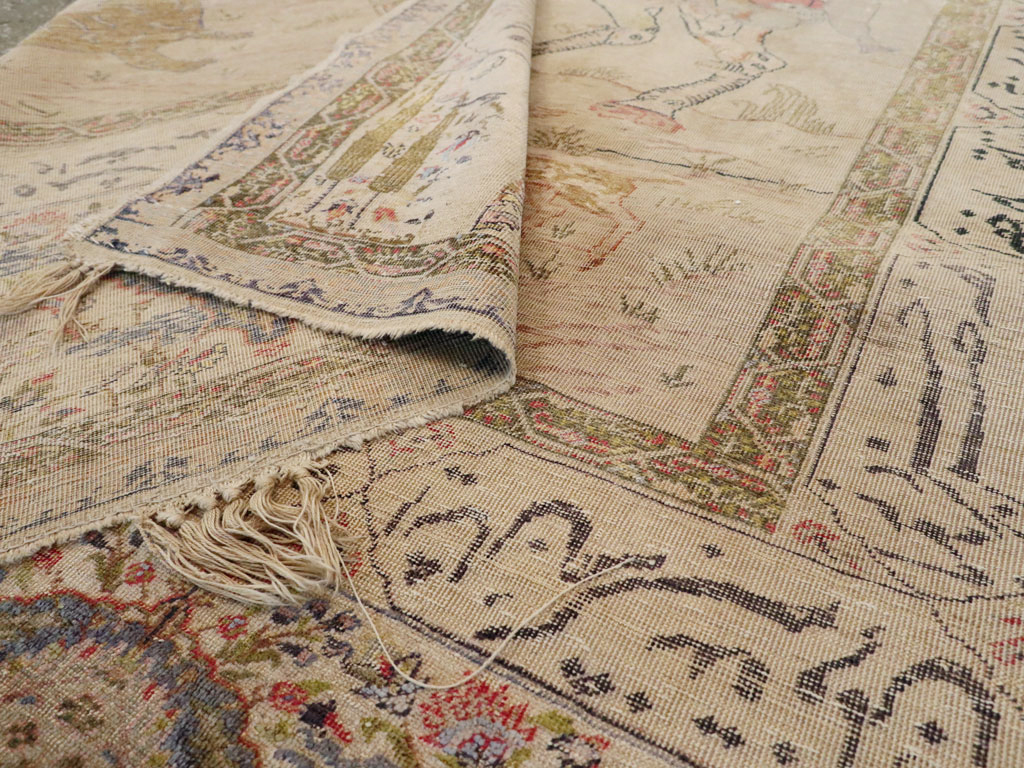 Vintage Turkish Kayseri Pictorial Rug, No.14464 - Gsblank