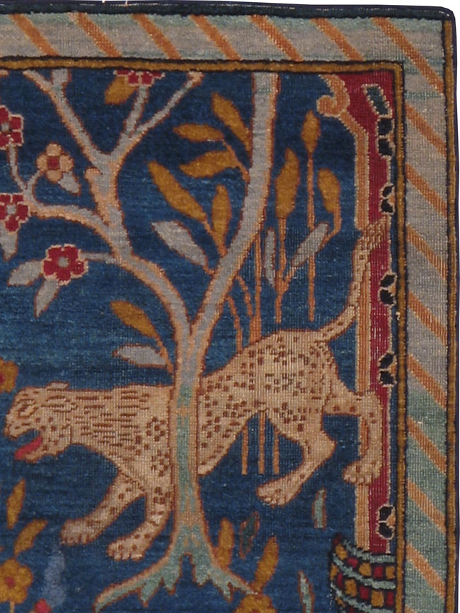 Vintage Persian Kerman Pictorial Rug, No.14513 - Gsblank