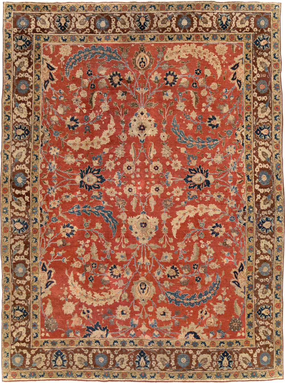 Antique Persian Tabriz Small Room Size Carpet, No.14542 - Gsblank
