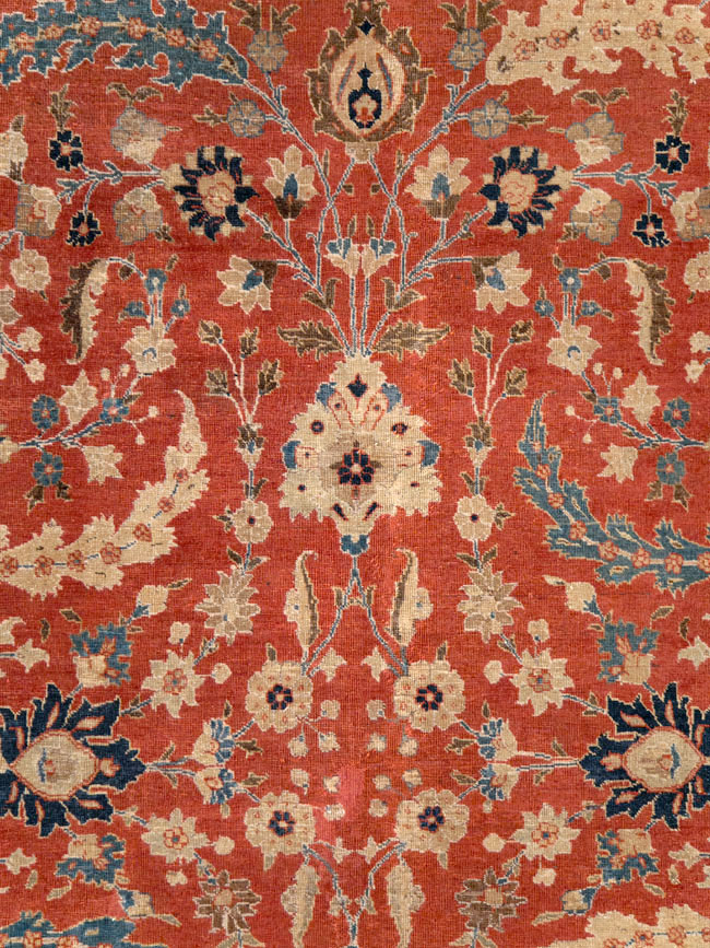 Antique Persian Tabriz Small Room Size Carpet, No.14542 - Gsblank