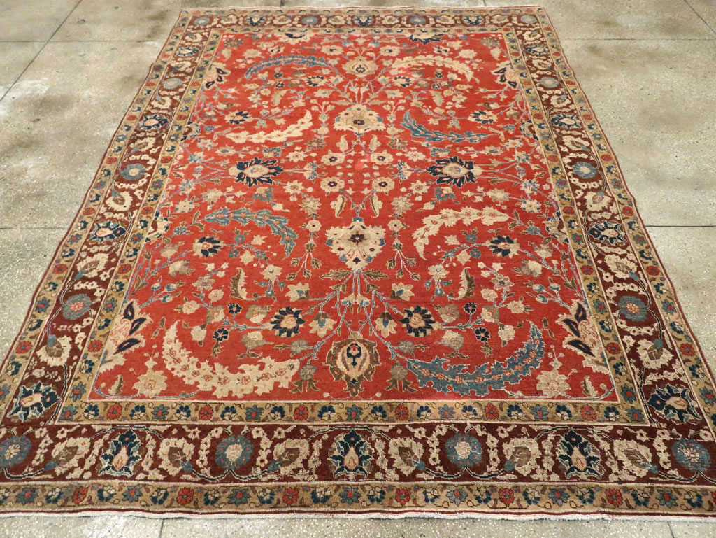 Antique Persian Tabriz Small Room Size Carpet, No.14542 - Gsblank