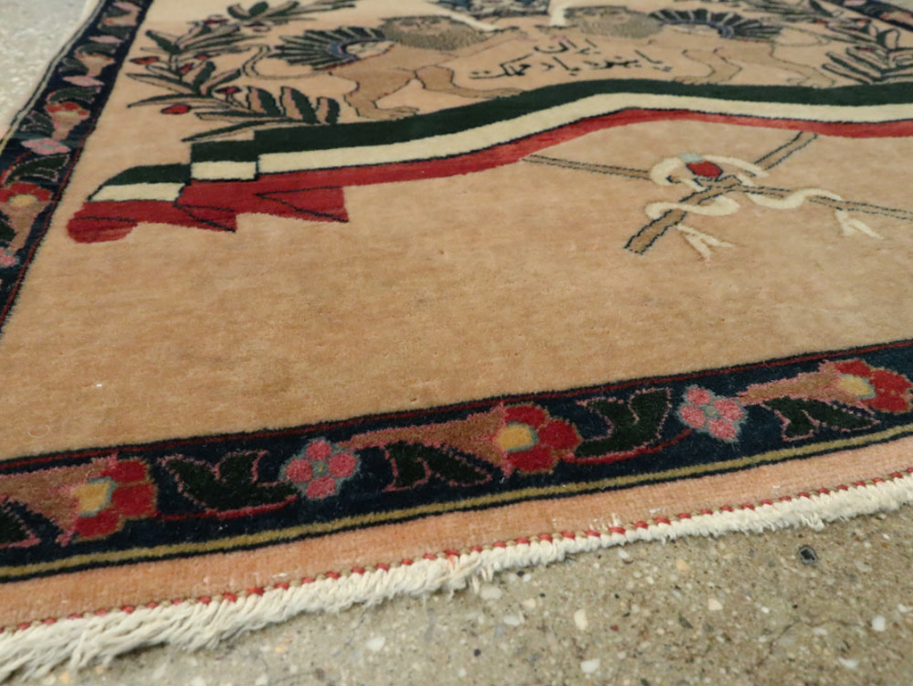 Vintage Persian Kashan Pictorial Rug, No.14572 - Gsblank