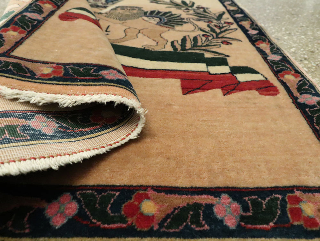 Vintage Persian Kashan Pictorial Rug, No.14572 - Gsblank