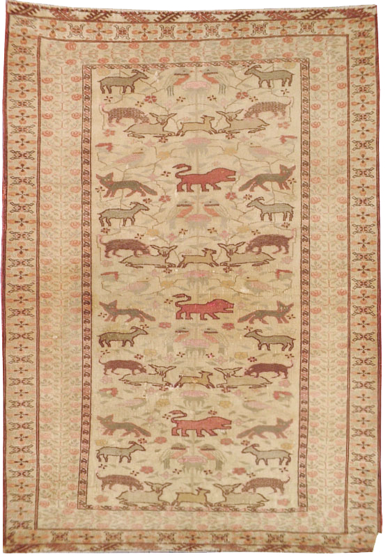 Antique Caucasian Karabagh Pictorial Rug, No.14600 - Gsblank