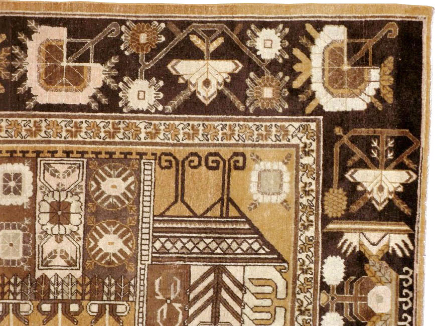 Vintage East Turkestan Khotan Pictorial Carpet, No.14651 - Gsblank